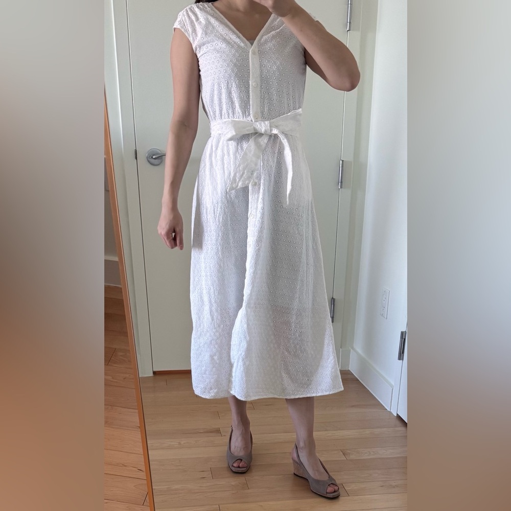 Draper James White Eyelet Cotton Midi Dress - Size 0